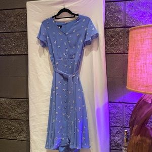 NWT TALBOTS PETITE BLUE WHITE FLOWER DRESS